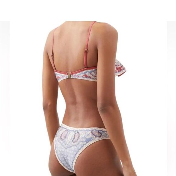 NWT ZIMMERMANN Vitali paisley-print ruffled bandeau bikini, size 4/XL - Picture 7 of 14